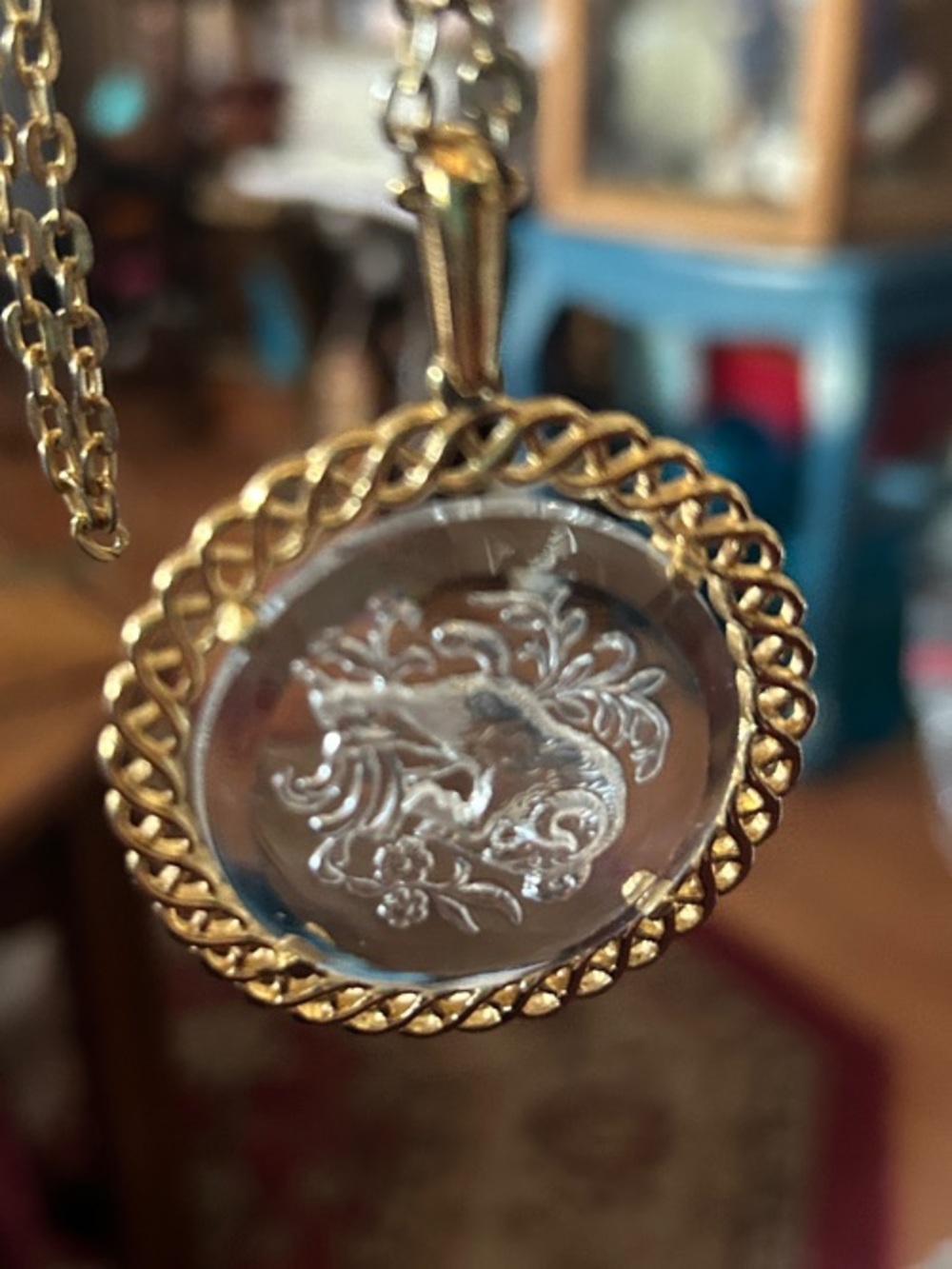 Vintage Crown TRIFARI Aries Ram Pendant Necklace
